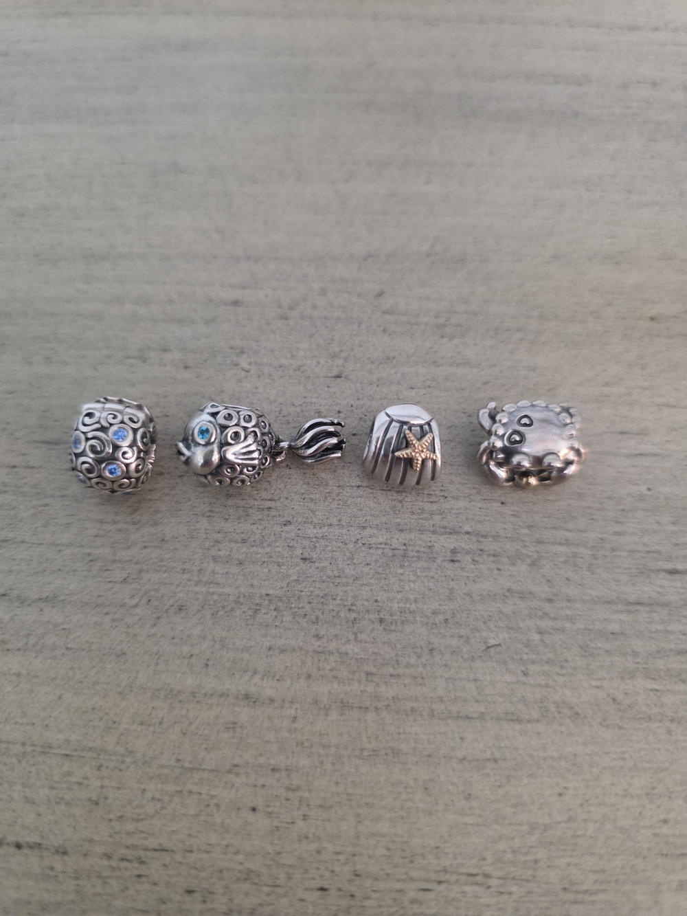 Sterling Silver Sea Life Charm Beads  Silver 4 Charms
